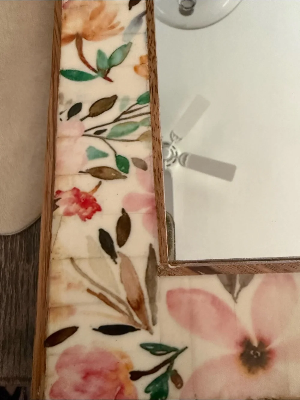 Gorgeous Floral Accent Wall Mirror in Brown and Green Pastel Colors